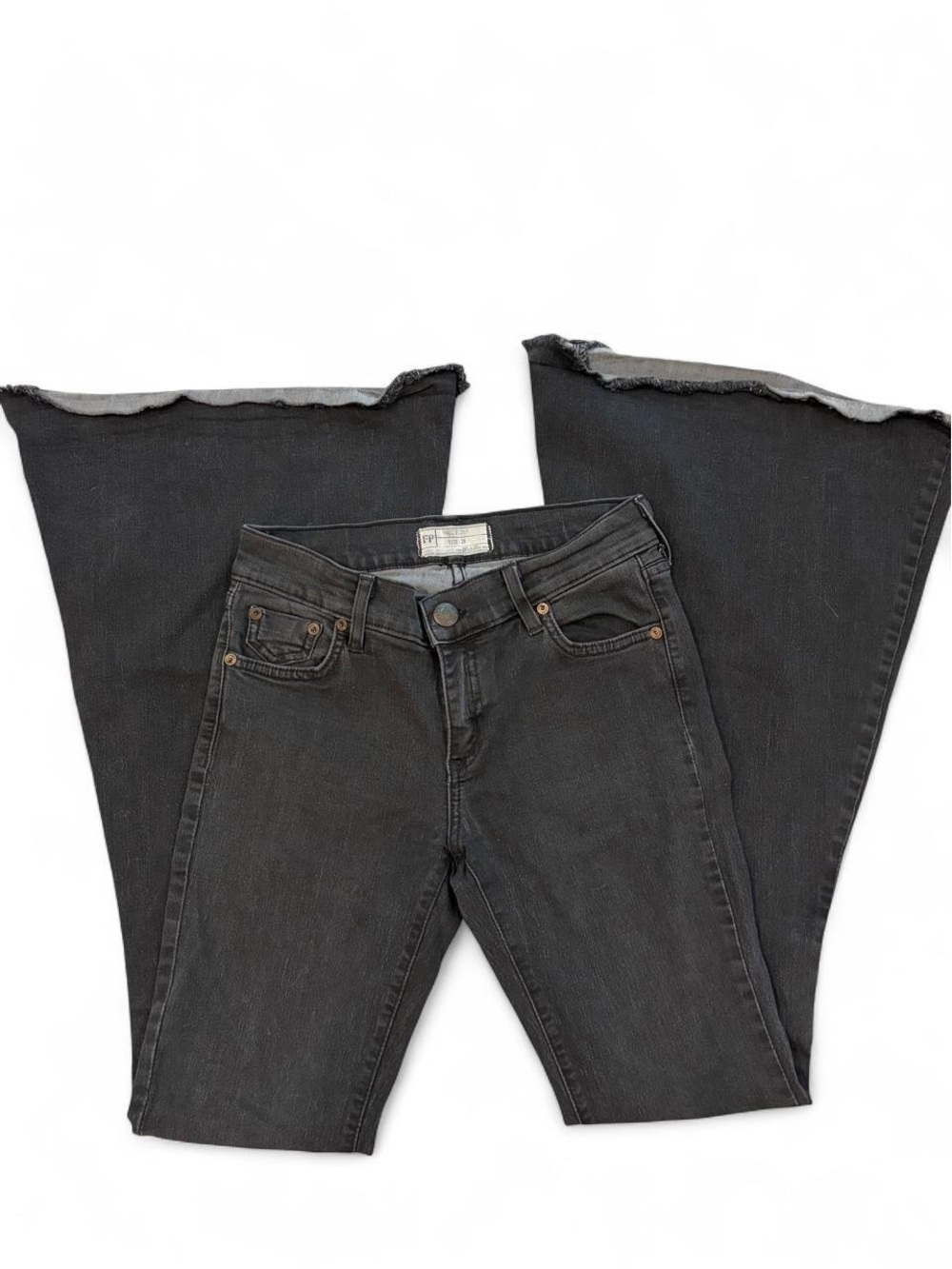 Free People Charcoal Black Wide-Leg Flare Jeans